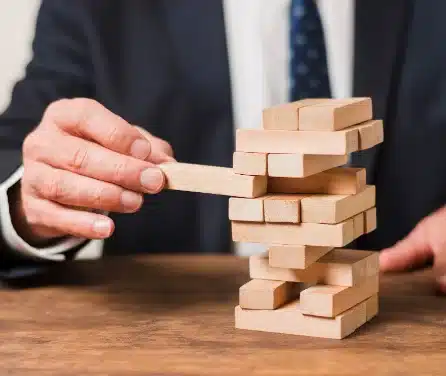 A person playing tumbling tower