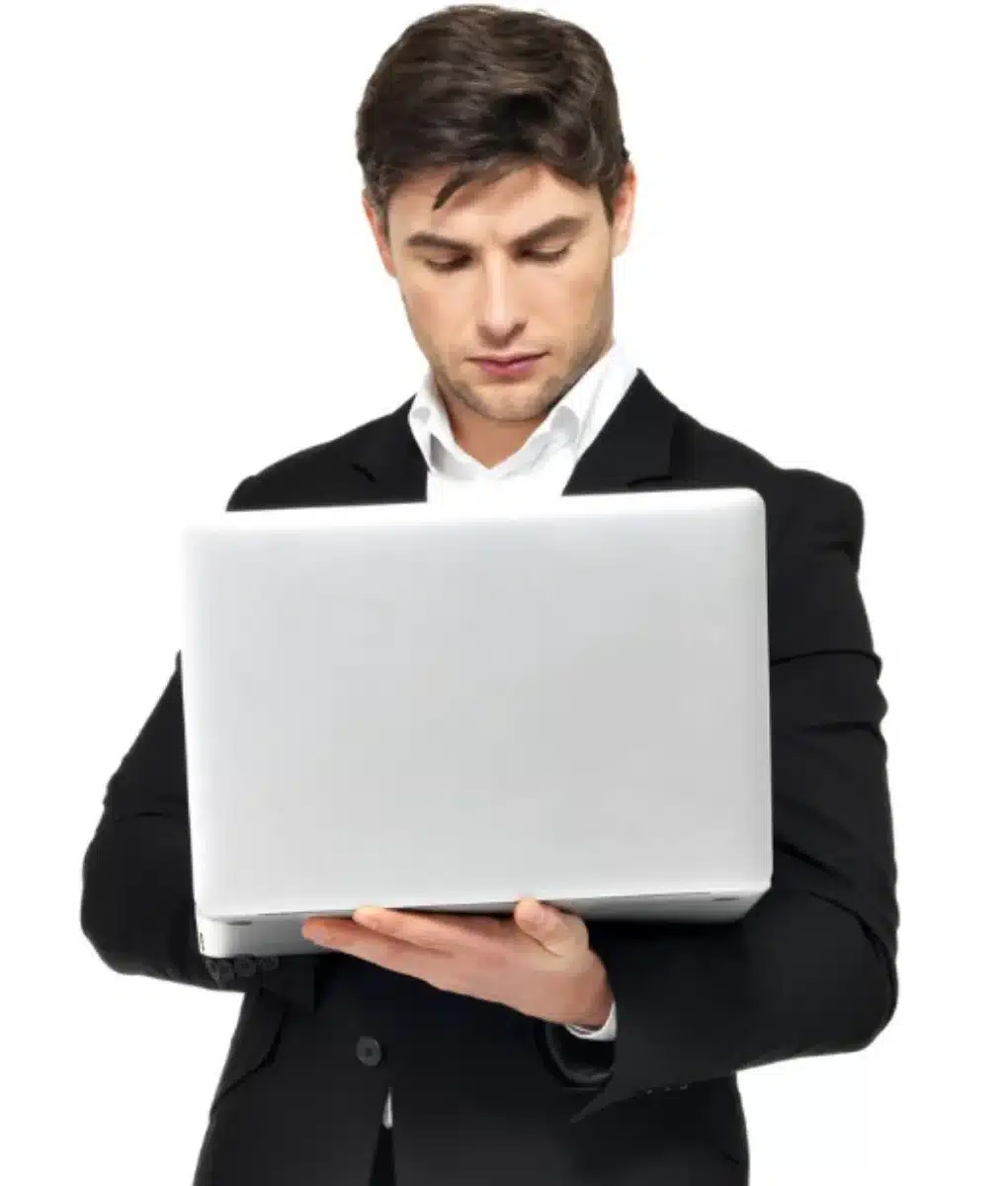 IT professional working upon laptop