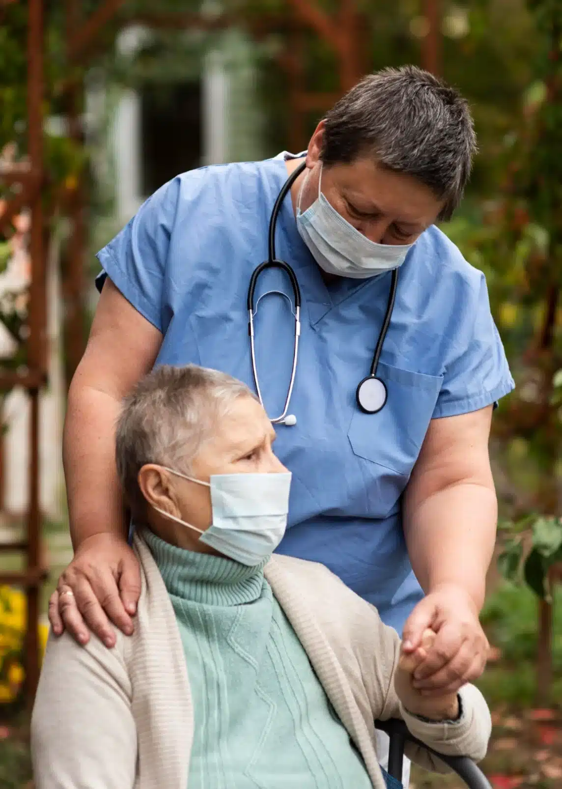 Doctor supporting & advisiing the patient in outdoors